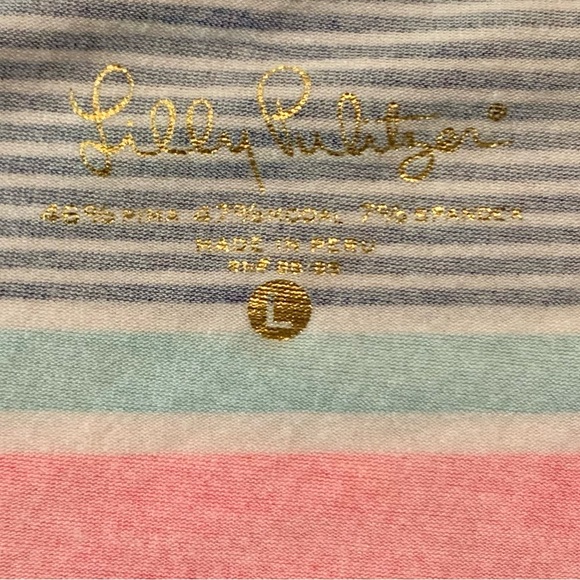 Lilly Pulitzer Boxy 3/4 Sleeve Blouse in Pink and Blue - Picture 2 of 6